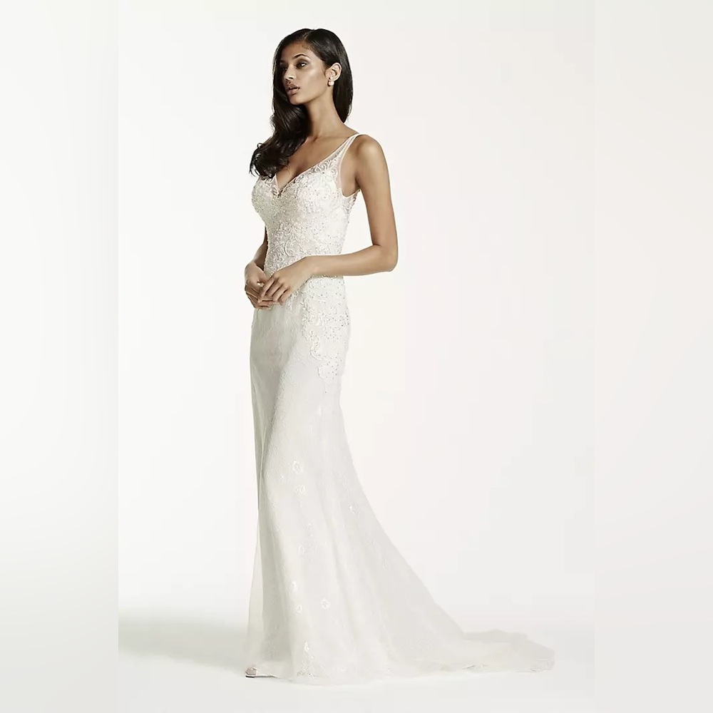Galina SZ 10 Ivory Illusion V-Neck Wedding Dress with Embellishment STYLE SWG675 - Picture 3 of 16